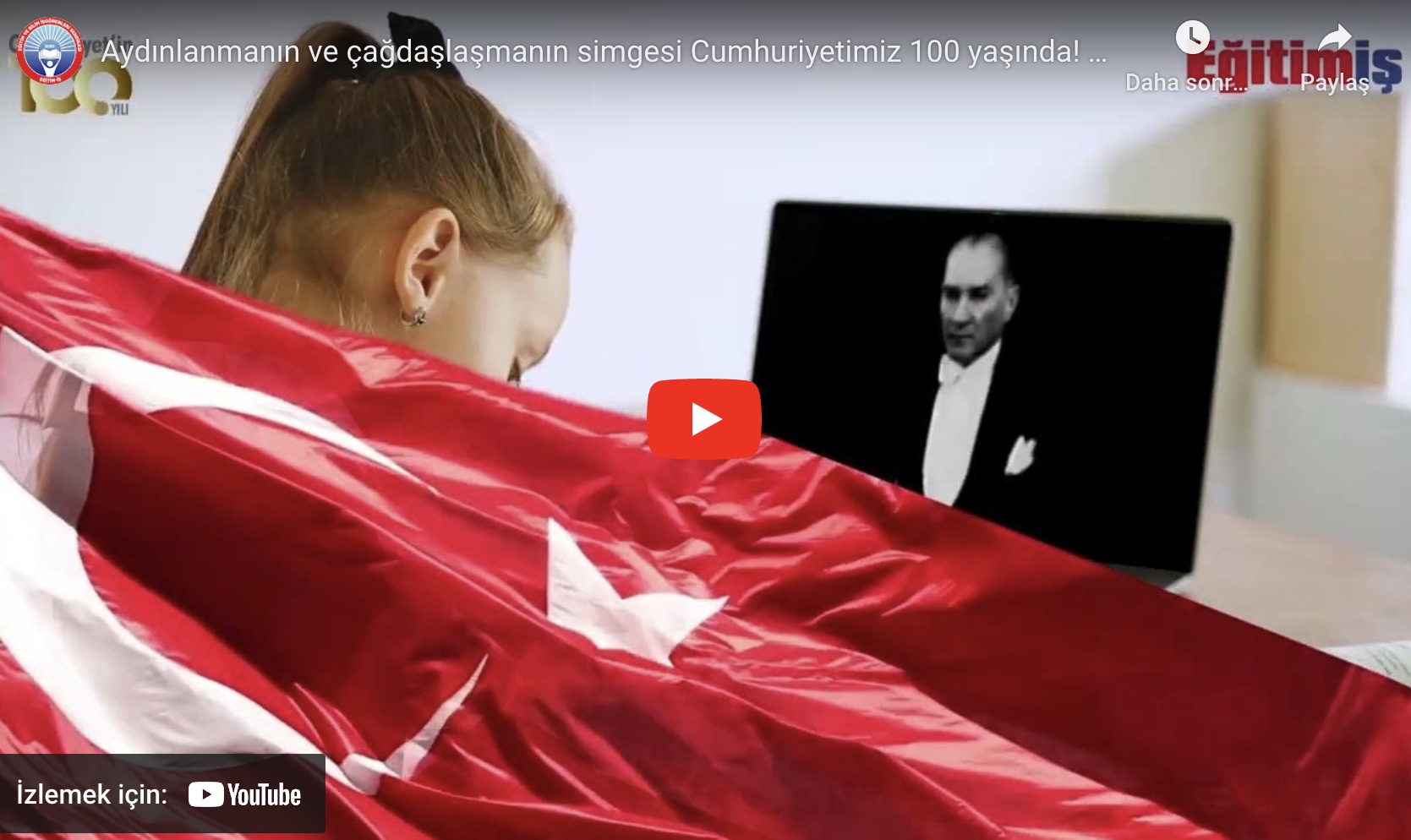 Büyük Önderimiz Mustafa Kemal Atatürk’ün nitelemesiyle en büyük bayramımızdır !. Aydınlanmanın ve çağdaşlaşmanın simgesi Cumhuriyetimiz 100 yaşında! Kutlu olsun!