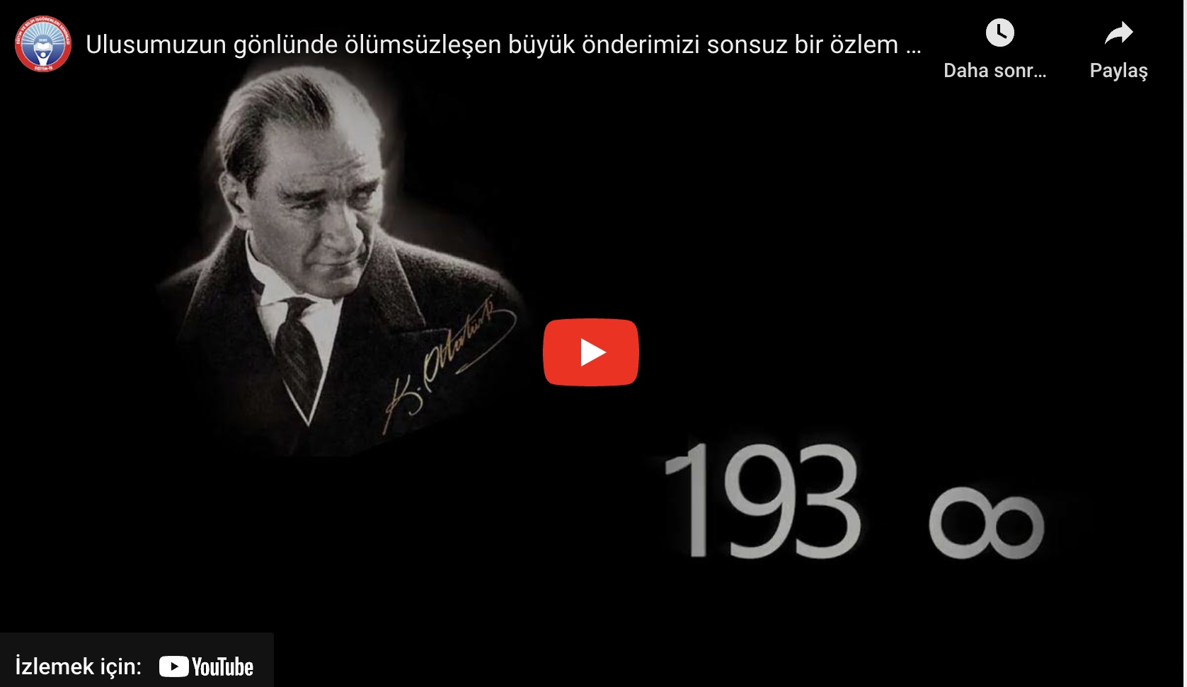 Ulusumuzun gönlünde ölümsüzleşen büyük önderimizi sonsuz bir özlem ve saygıyla anıyoruz.